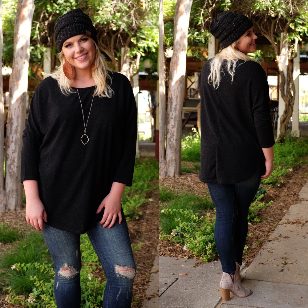 PLUS Black Hacci Knit Tunic